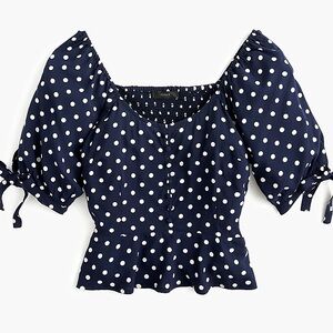J.Crew Cropped Polka Dot Top, in soft rayon, XS